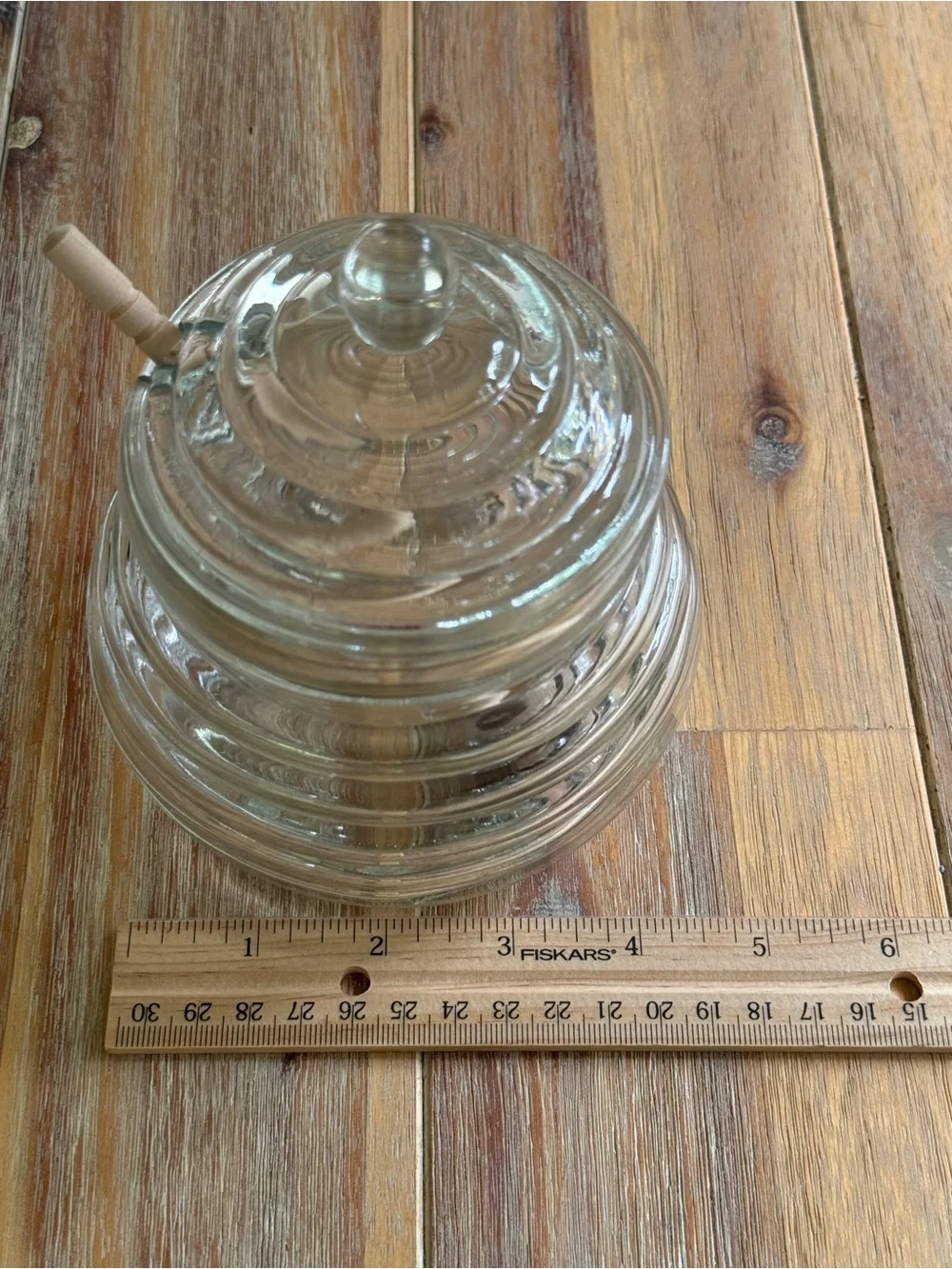 Glass Beehive Honey Dipper Jar